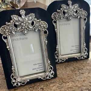Photo frame- Ornate Black and Silver Decorative Photo Frame Set